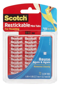 3M R103 1/2" Clear Square Scotch Restickable Tabs                                                                                                     