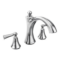 Chrome two-handle non diverter roman tub faucet