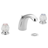 Chrome two-handle low arc bathroom faucet