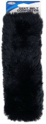 Seat Belt Comforter, Black Simulated Sheepskin