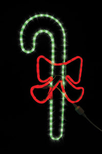 Celebrations  LED  Green-Red  Candy Cane with Red Bow  Christmas Decor