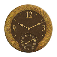 Taylor Dial Clock/Thermometer Resin Brown 14 in.