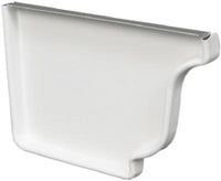 Gutter Left End Cap, White Galvanized Steel, 4-In.