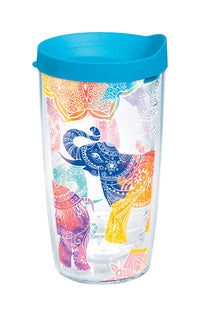 Tervis Cabinet 16 oz Mehndi Elephant Multicolored BPA Free Tumbler with Lid