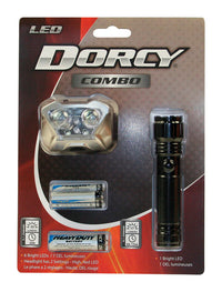 Dorcy 30/17 lm Black LED Flashlight and Headlight Combo Pack AAA Battery