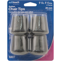 Softtouch Rubber Leg Tip Black Round 1-1/8 in. W X 1-1/8 in. L 4 pk