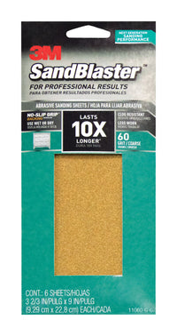 3M  SandBlaster  9 in. L x 3-2/3 in. W 60 Grit Ceramic  Sandpaper  6 pk