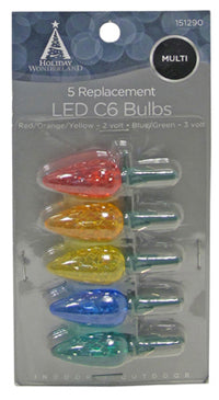 Christmas Lights LED Replacement Bulb, C6, Multi-Color, 5-Pk.