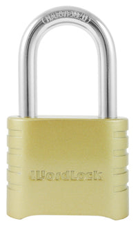 Wordlock 3-3/4 in. H X 1-5/16 in. W X 5-7/8 in. L Brass 4-Dial Combination Padlock