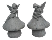 Ace Gray Resin 15 in. H Mushroom Fairy Statue (Pack of 2)