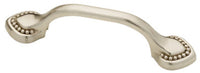 Cabinet Pull,  Double Beaded, Satin Nickel, 3-In.