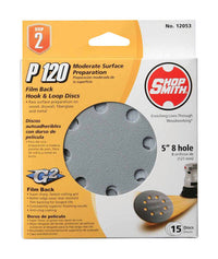 Shopsmith 5 in. Aluminum Oxide Hook and Loop Sanding Disc 120 Grit Medium 15 pk