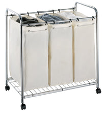 Organize It All 1763 3 Section Chrome Hamper With Canvas