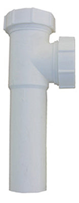 Lavatory/Kitchen Drain Tee, With Tailpiece, White PVC, 1.5 x 7-In. Slip Joint