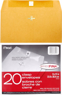 Meadwestvaco 76020 9 X 12 Heavyweight Clasp Envelopes 20 Count