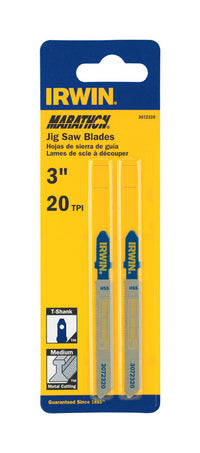 Irwin  Marathon  3 in. Bi-Metal  T-Shank  Jig Saw Blade  20 TPI 2 pk