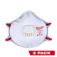 Milwaukee  N95  Multi-Purpose  Respirator with Gasket  Valved White  3 pk