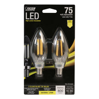 Feit Electric Blunt Tip E12 (Candelabra) LED Bulb Soft White 75 Watt Equivalence (Pack of 6)