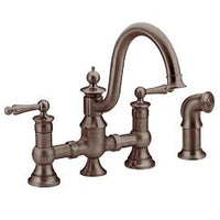 Oil rubbed bronze two-handle high arc kitchen faucet