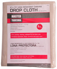 Canvas Drop Cloth, Poly Backing, 4 x 15-Ft.