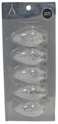 Christmas Lights LED Replacement Bulb, C9 Faceted, Warm White, 5-Pk.