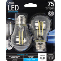 Feit Electric A15 E26 (Medium) Filament LED Bulb Daylight 75 W 2 pk