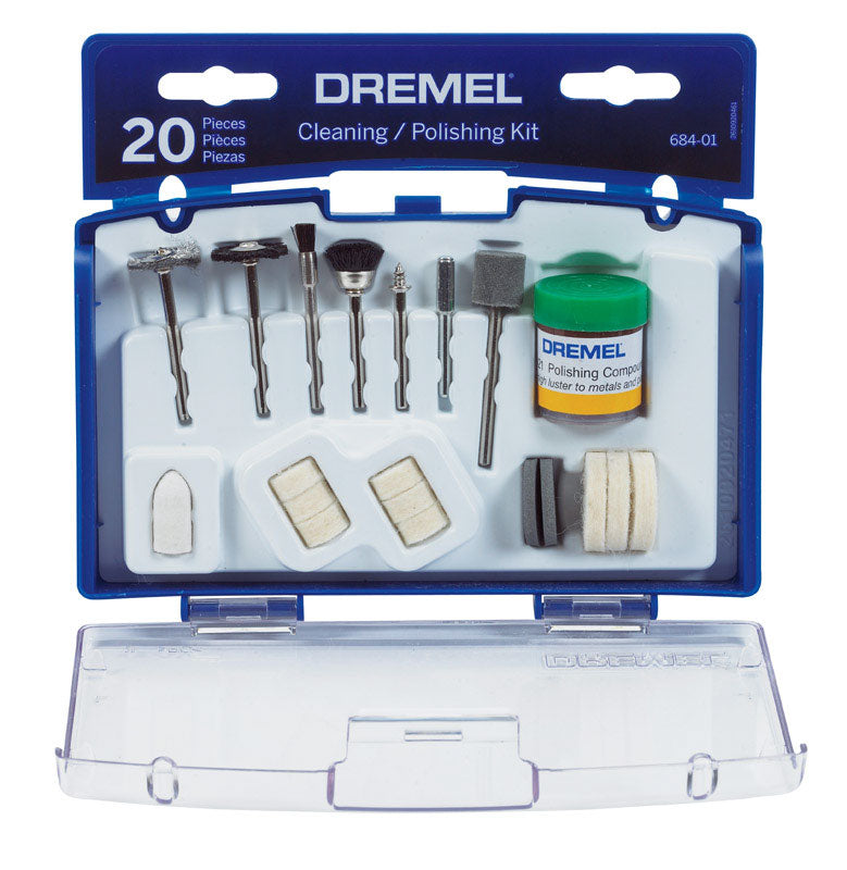 Dremel 684-01 20-Piece Cleaning & Polishing Rotary Tool Accessory Kit with  Case - Includes Buffing Wheels, Polishing Bits, and Polishing Compound