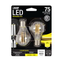 Feit Electric A15 E17 (Intermediate) Filament LED Bulb Soft White 75 W 2 pk