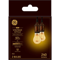 GE Lighting Vintage Style A15 E26 (Medium) LED Bulb Warm Candle Light 40 Watt Equivalence 2 pk