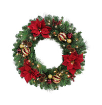 Celebrations Royal Crimson 30 in. Dia. Prelit Yes Christmas Wreath