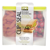 Joie 29148 7 X 7.75 Clear Clip & Seal Reusable Silicone Food Storage Bag