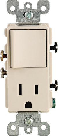 Leviton  Decora  120 volt Light Almond  Combination Outlet  5-15R  1 pk