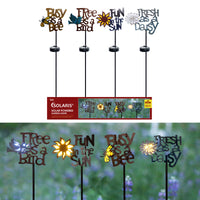 Alpine Assorted Glass/Metal 34 in. H Quote Solar Garden Stake (Pack of 8).