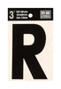Hy-Ko 3 in. Black Vinyl Letter R Self-Adhesive 1 pc. (Pack of 10)