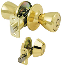 Ultra Hardware 84000 Polished Brass Rittenhouse Keyed Entry Knob & Single Deadbolt Combo