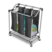 Homz Black Mesh Fabric Triple Laundry Sorter