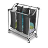 Homz Black Mesh Fabric Triple Laundry Sorter