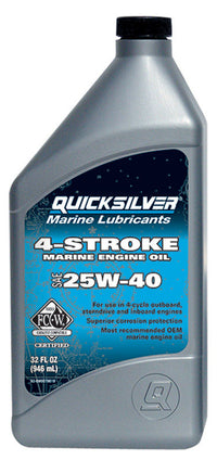 Quicksilver Marine Lubricants 25W-40 4 Cycle Engine Outboard Motor Oil 16 oz. (Pack of 6)