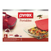 Pyrex 9 in.   W X 13 in.   L Portable 4-Piece Dish Set Clear/Red 4 pc