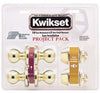 Kwikset Tylo Satin Brass Deadbolt and Entry Door Knob 1-3/4 in.