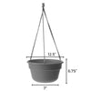 Bloem  6.8 in. H x 12.4 in. Dia. Resin  Hanging Basket  Charcoal