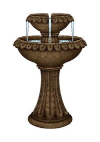 Alpine  Polyresin  Brown  24 in. H Pedestal  Fountain