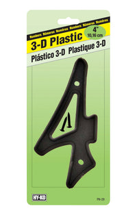 Hy-Ko 4 in. Plastic Black 4 Number Nail-On