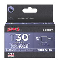 Arrow Fastener T30 3/8 in. W x 3/8 in. L 22 Ga. Flat Crown Staples 5000 pk