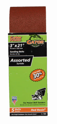 Gator 21 in. L X 3 in. W Aluminum Oxide Sanding Belt Assorted Grit Assorted 5 pc