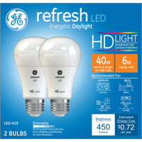 GE Refresh A19 E26 (Medium) LED Bulb Daylight 40 Watt Equivalence 2 pk