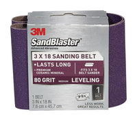 3M Sandblaster 18 in. L X 3 in. W Ceramic Sanding Belt 80 Grit Medium 1 pk