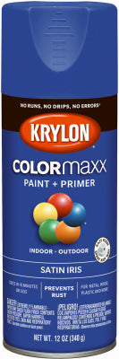 COLORmaxx Spray Paint + Primer, Satin Iris, 12-oz.