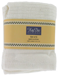 Kay Dee F0518 12 X 12 White Bar Cloth Towels 6 Count