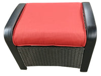 Siesta Key Ottoman, Wicker With Red Cushions